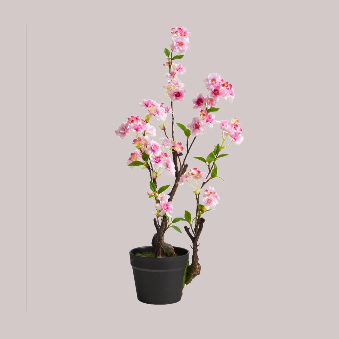 Artificial cherry blossom tree in black planter 2.5 feet tall