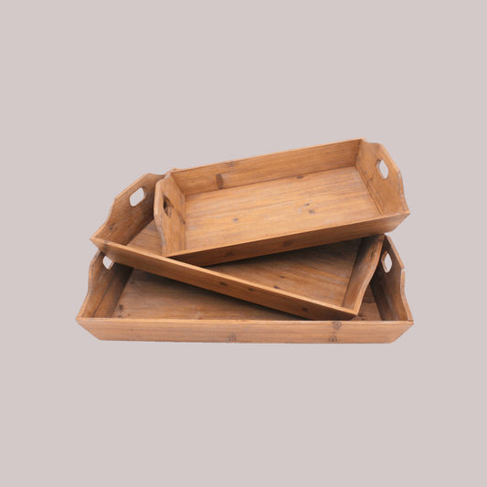 wooden serving trays in three sizes