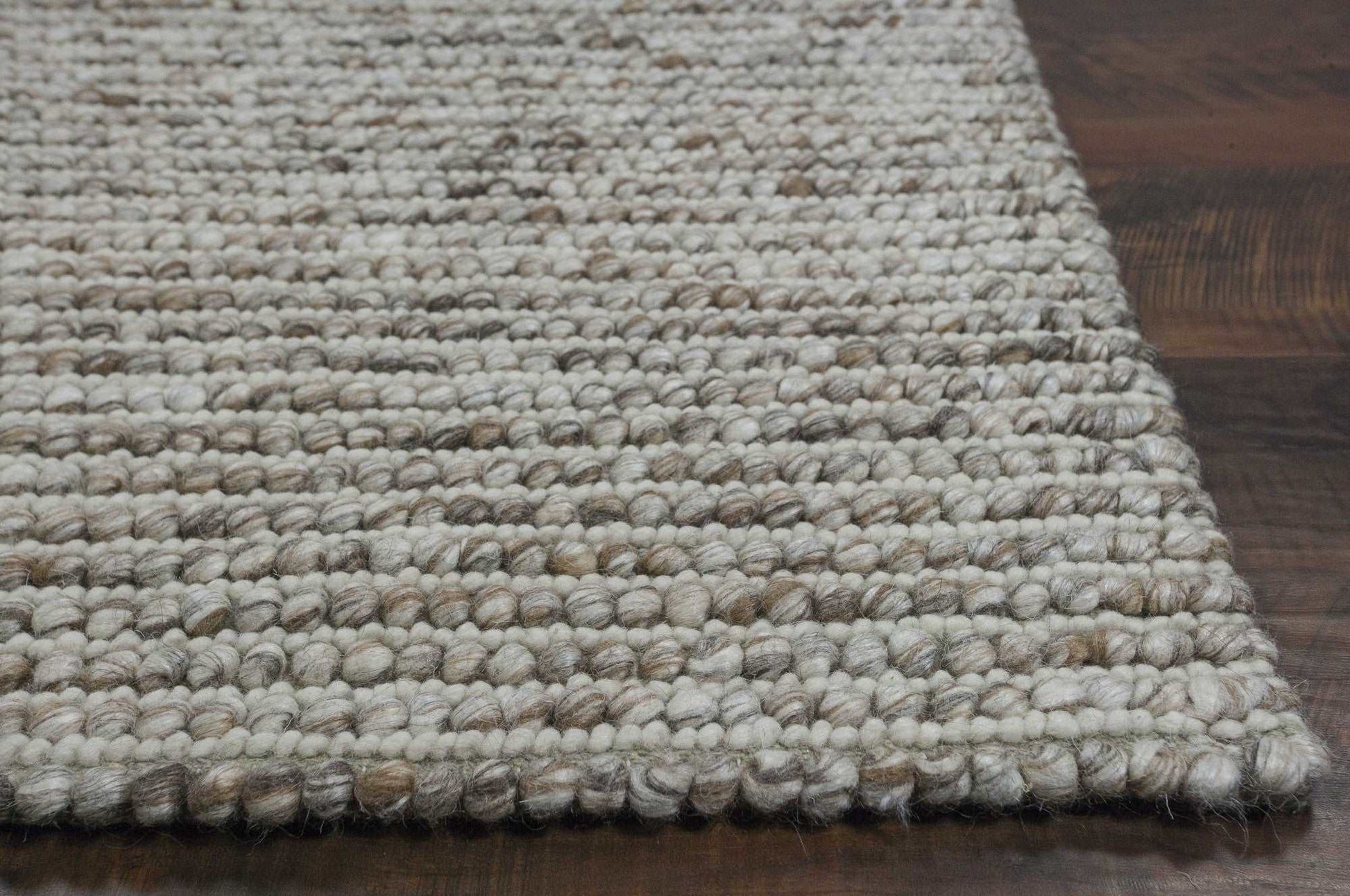 Natural Wool Boucle Berber Style Area Rug closeup