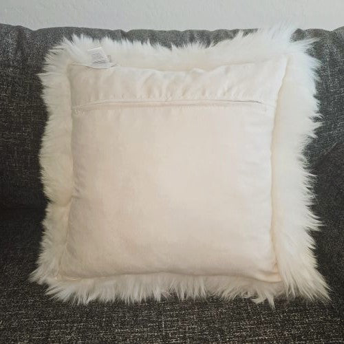 Backside of sheepskin throw pillow