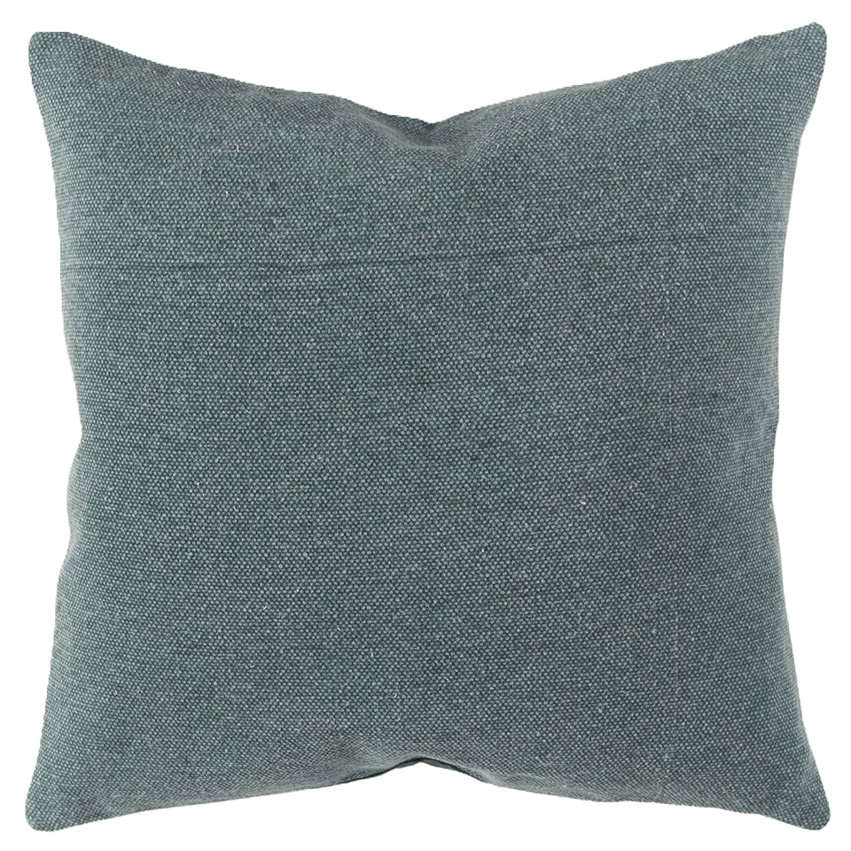 solid teal reversible cotton throw pillow back side