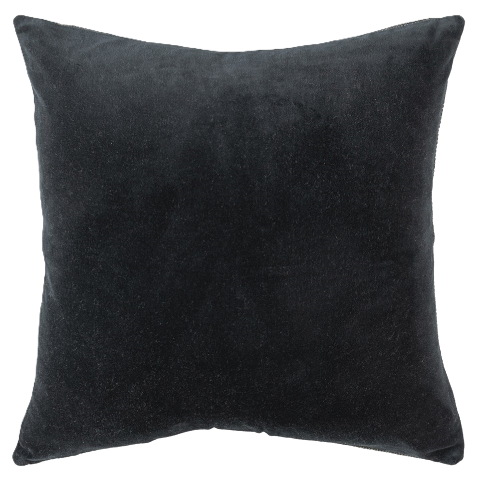 solid black reversible cotton throw pillow 22"