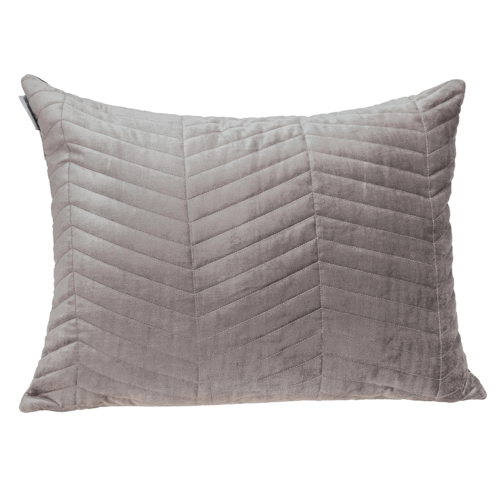 Taupe quilted velvet  chevron pattern lumbar throw pillow