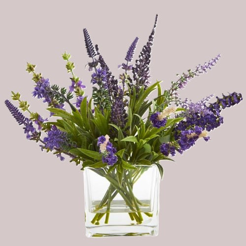 Artificial Lavender Arrangement and Wreath Set