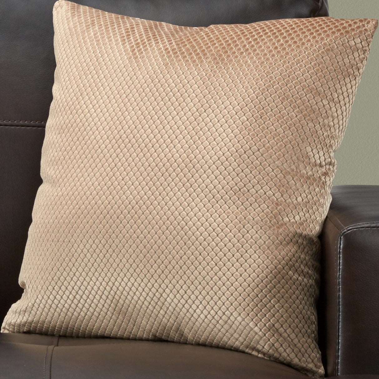 Beige Diamond Pattern Throw Pillow 18"