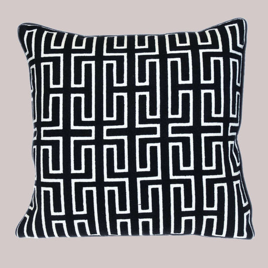 Black and white, geometric pattern, throw pillow 20"