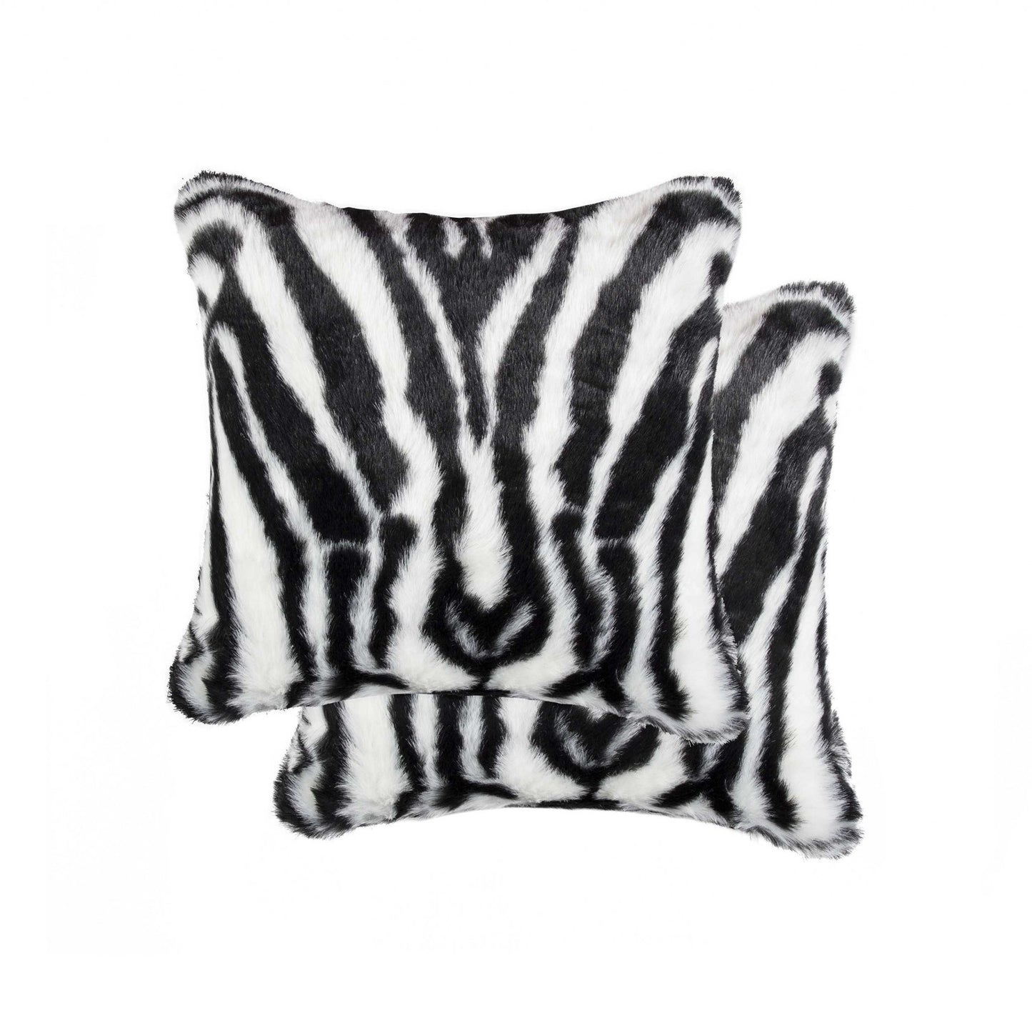 two zebra pattern 18" throw pillows black and white