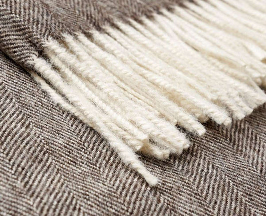 Brown Alpaca Wool Throw Blanket Closeup