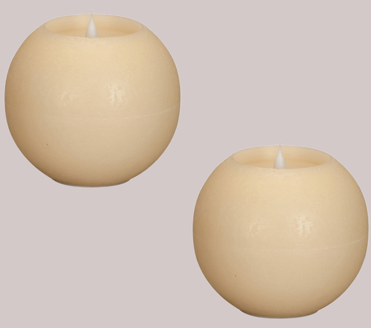 Beige Round Flameless Candles 6" Set of Two