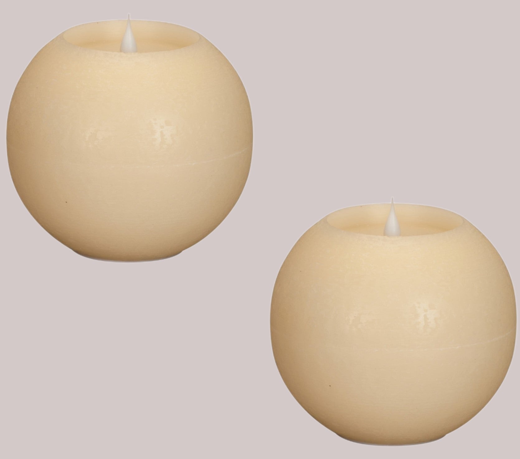 Beige Round Flameless Candles 6" Set of Two