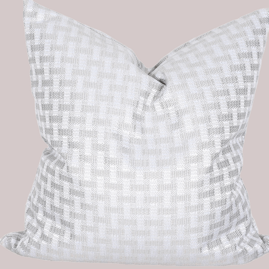 grey and white checkered throw pillow 22"