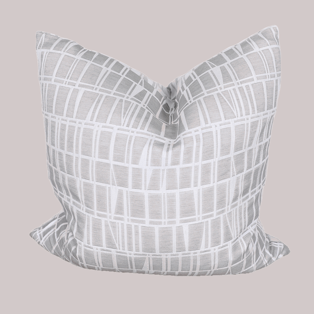 grey and white cotton geometric pattern throw pillow