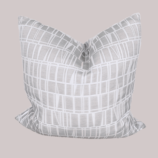 grey and white cotton geometric pattern throw pillow