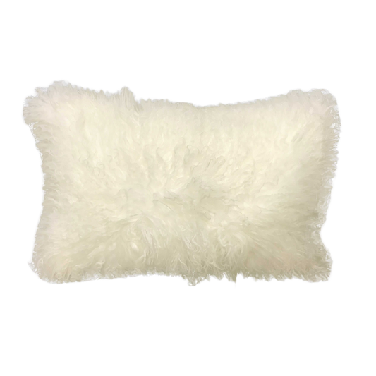 natural lamb fur lumbar throw pillow