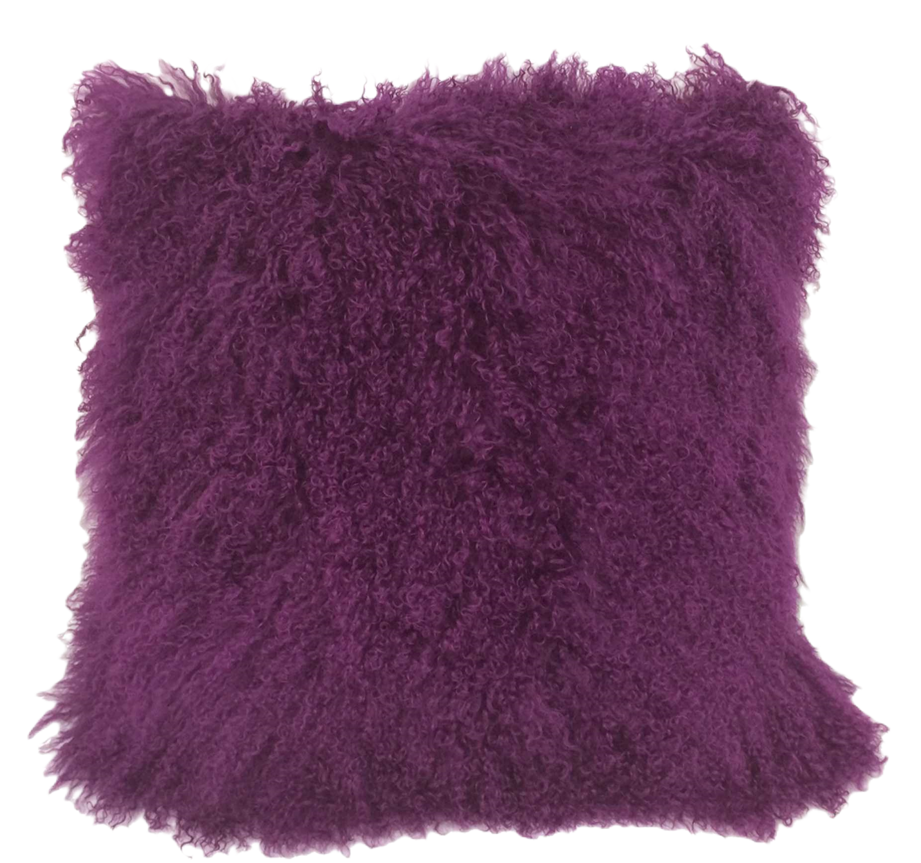 purple lamb fur throw pillow 20"