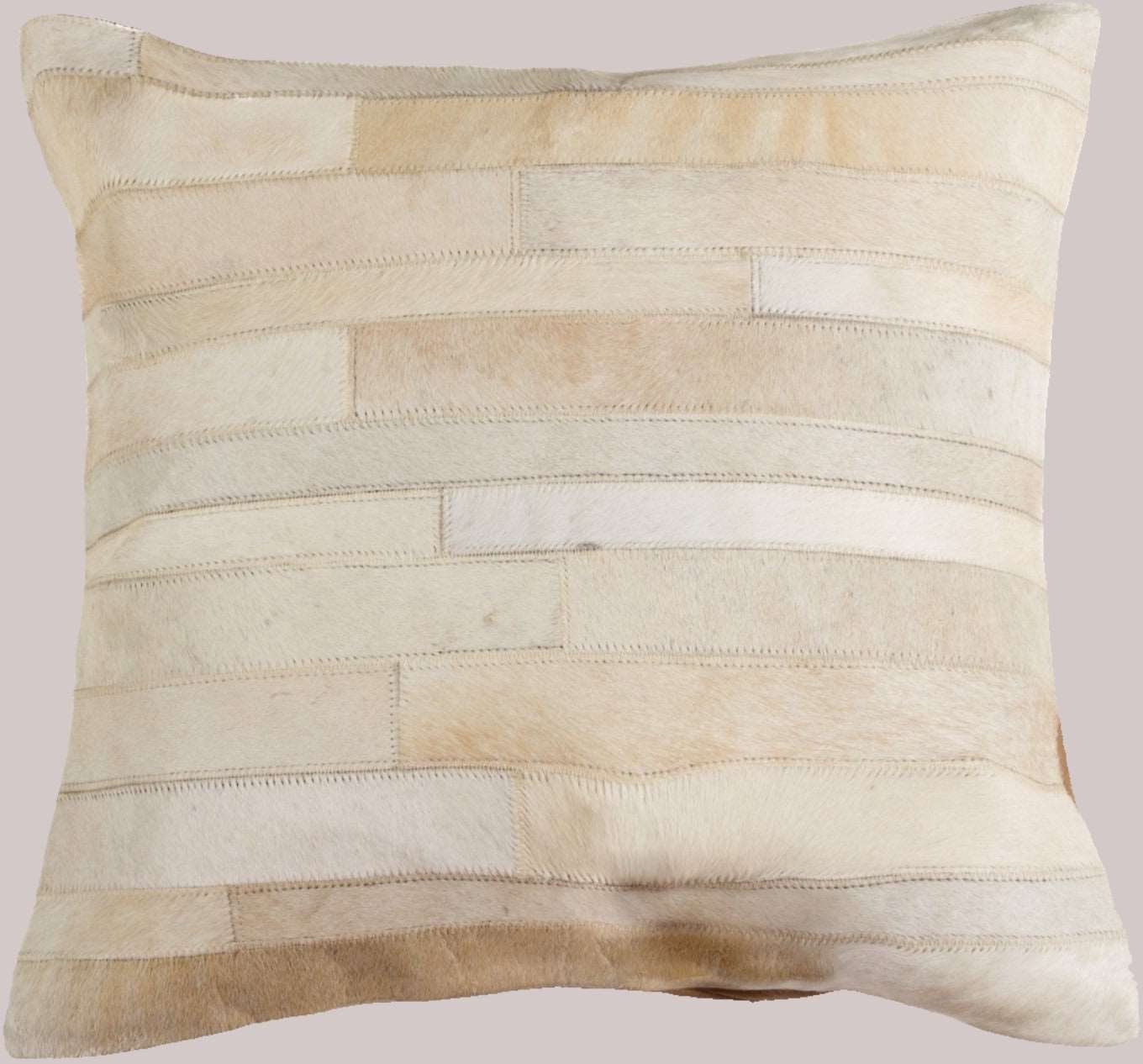 Tan Cowhide striped Patchwork Pattern Throw Pillow 18"