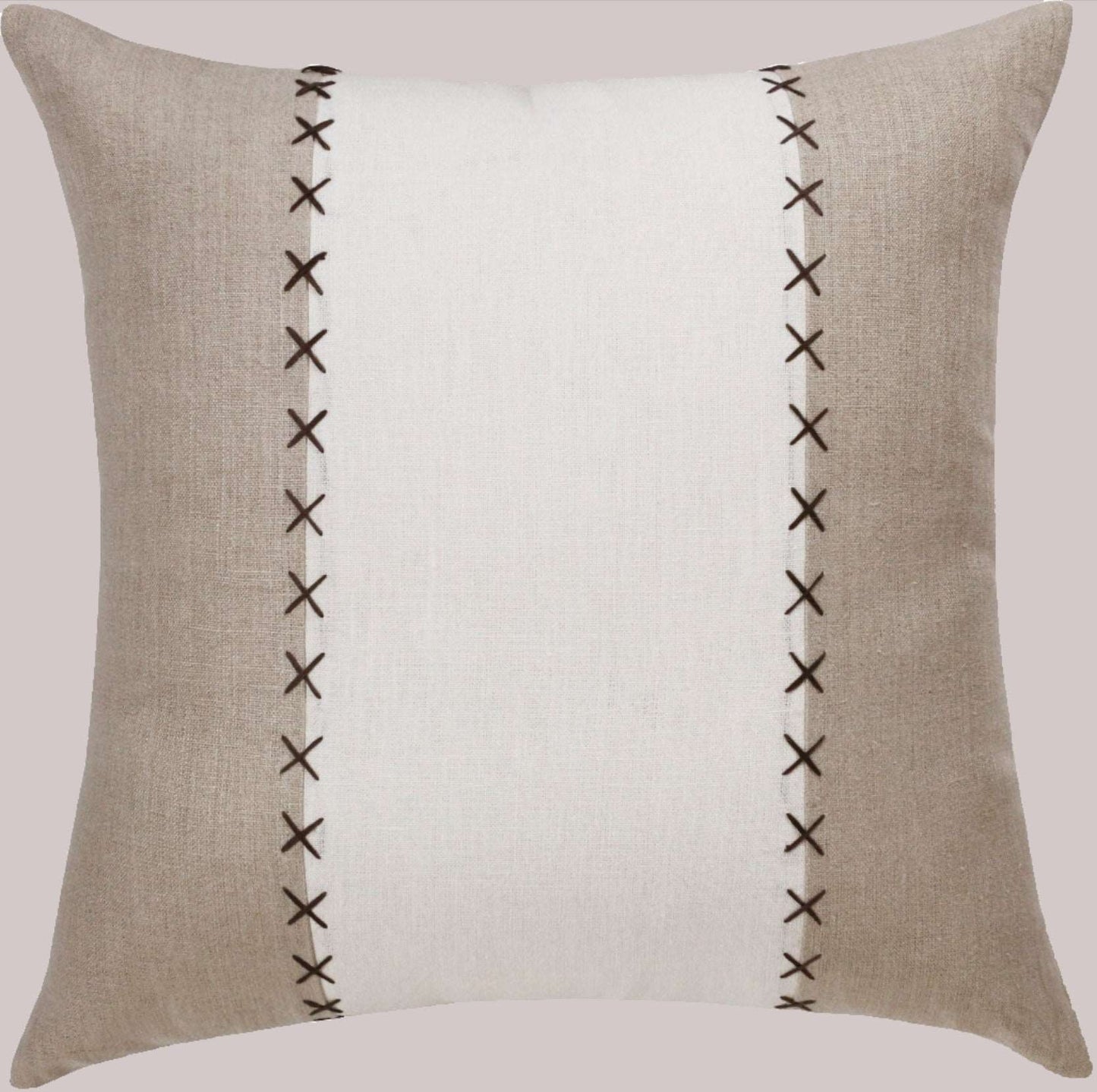 Tan & White Cross Stitch Pattern Throw Pillow 20"