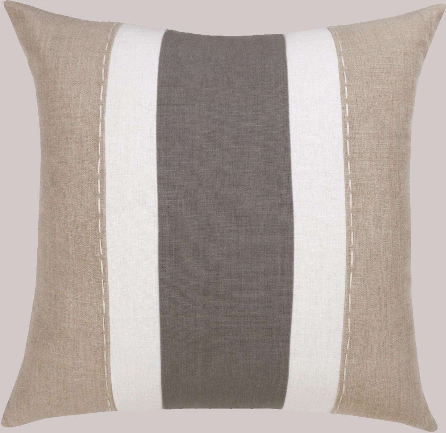 Tan & Gray Linen Throw Pillow 20"